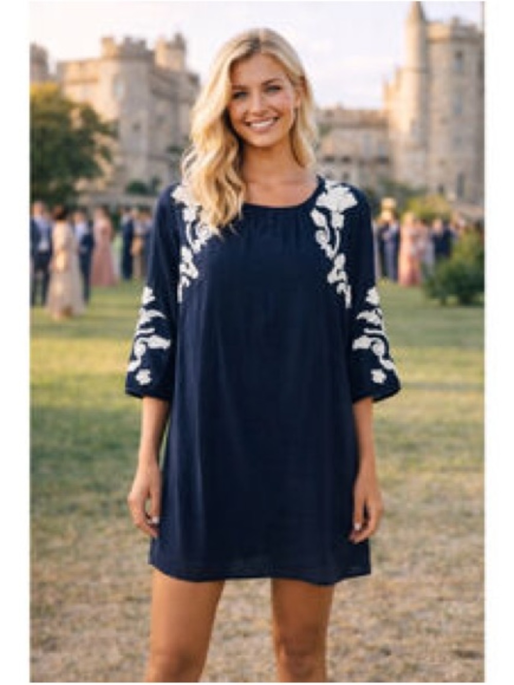 ✨3/$25✨ Crown & Ivy Embroidered Navy Mini Dress